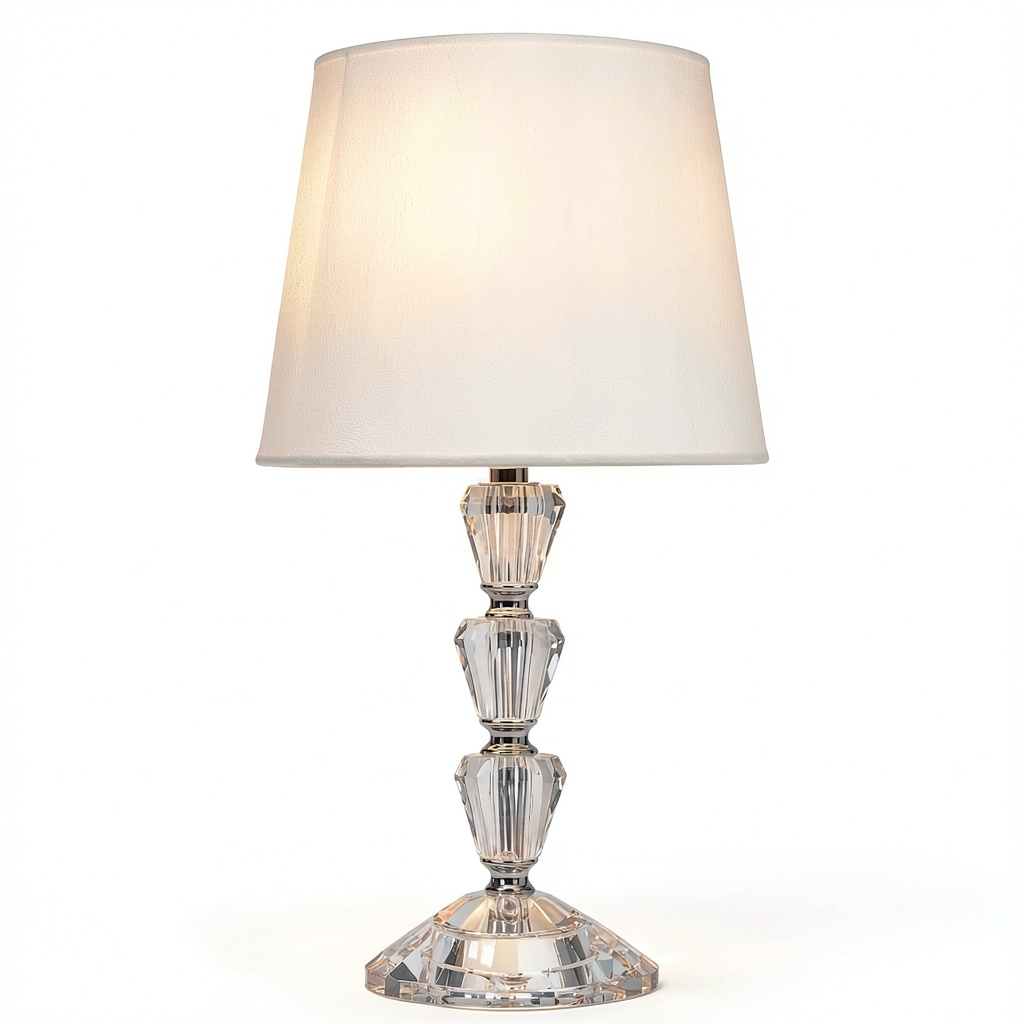 Lampada da Tavolo in Vetro con Paralume in Tessuto, Attacco E27, 40,5x23 cm, Elegante Design