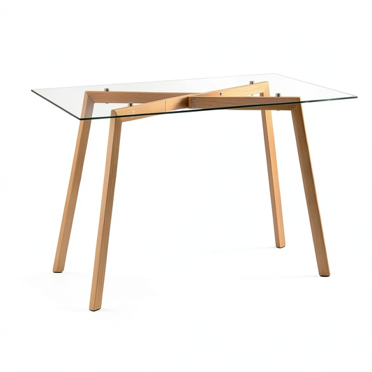Tavolo da Pranzo per 4 Persone in Vetro e Acciaio, 120x60x76 cm