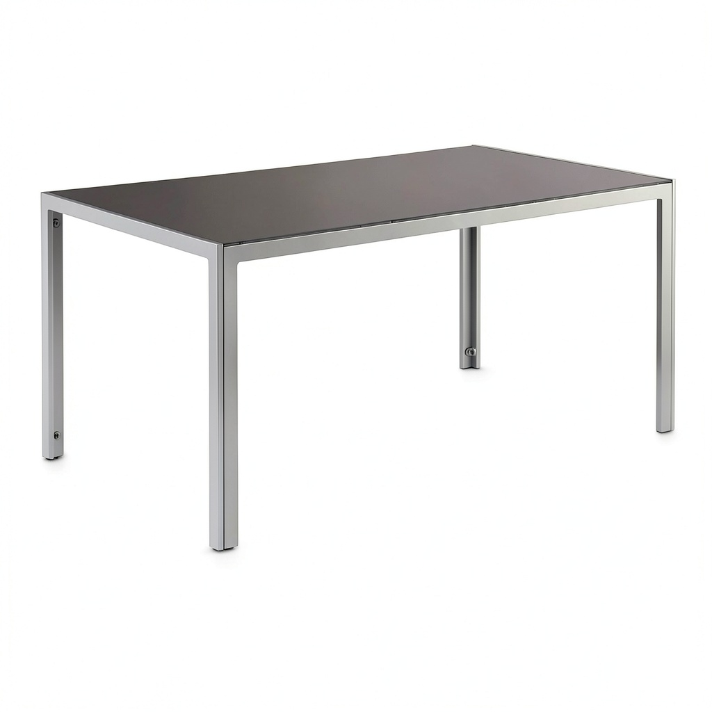 Tavolo da Esterno in Alluminio con Piano in Vetro Temperato 160x90 cm