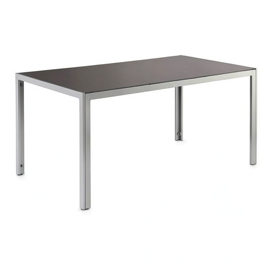 Tavolo da Esterno in Alluminio con Piano in Vetro Temperato 160x90 cm