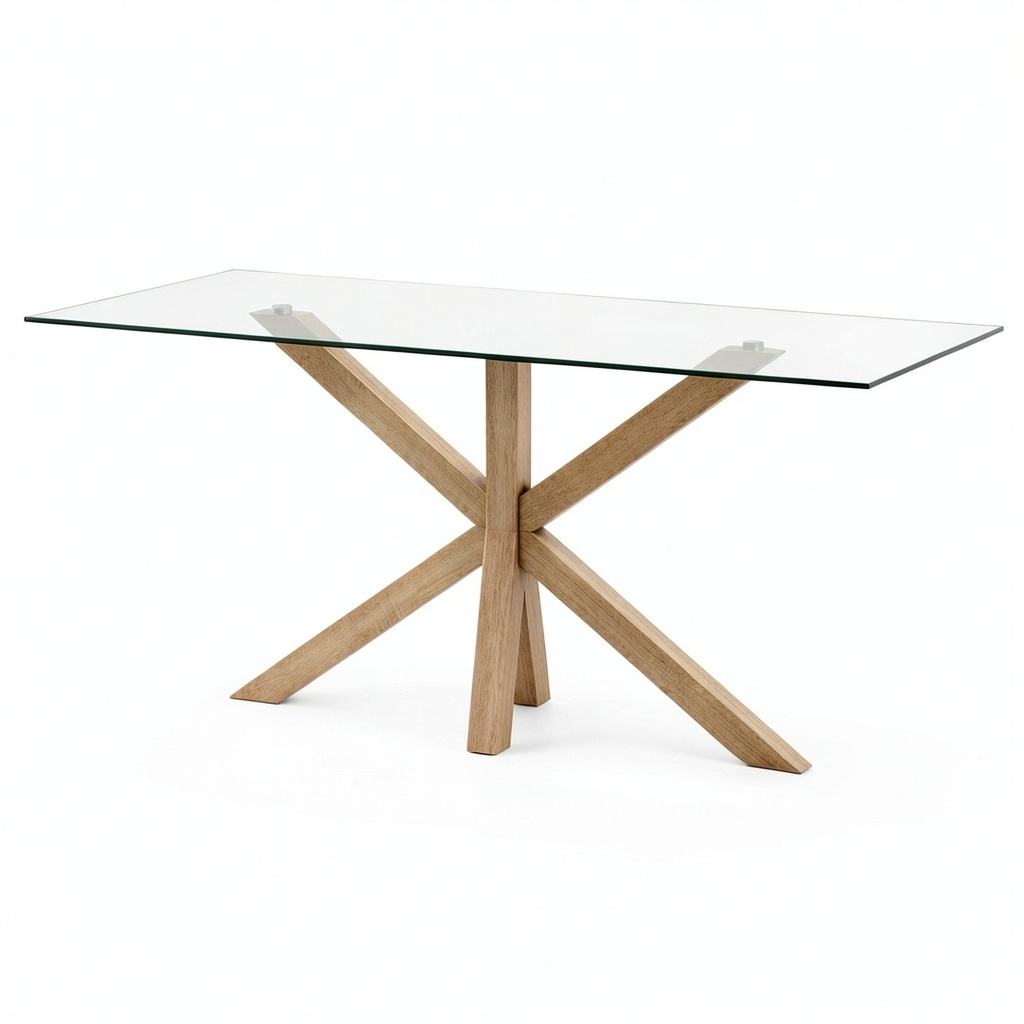 Tavolo da Pranzo in Vetro e Legno 160x90 cm - Design Italiano