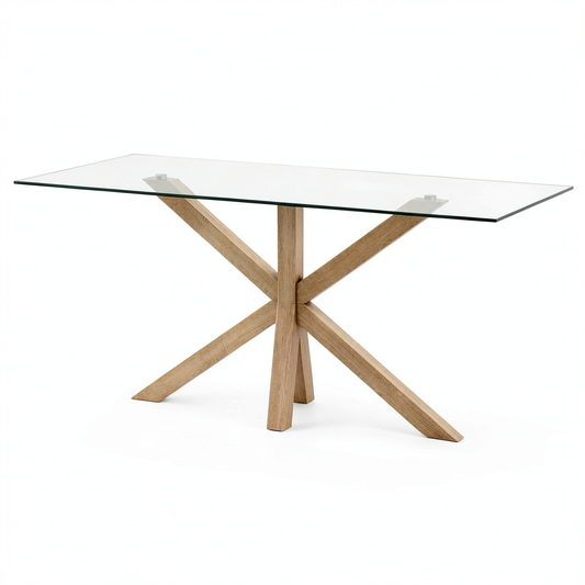 Tavolo da Pranzo in Vetro e Legno 160x90 cm - Design Italiano
