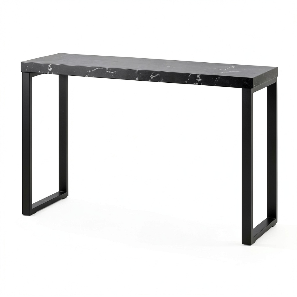 Console Esclusiva Effetto Marmo con Gambe in Metallo, 120x40x76 cm