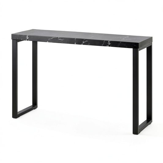 Console Esclusiva Effetto Marmo con Gambe in Metallo, 120x40x76 cm