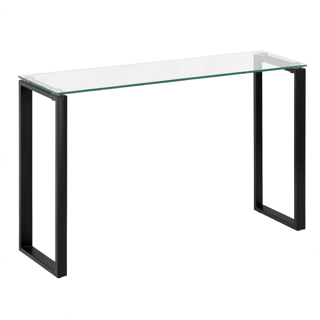 Consolle Ingresso Elegante in Vetro e Metallo, 75x110x35 cm, Nero