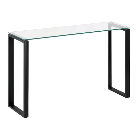 Consolle Ingresso Elegante in Vetro e Metallo, 75x110x35 cm, Nero