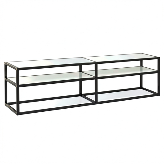 Moderno Mobile TV Effetto Marmo Bianco con Vetro Temperato e Telaio in Acciaio, 160x40x40,5 cm