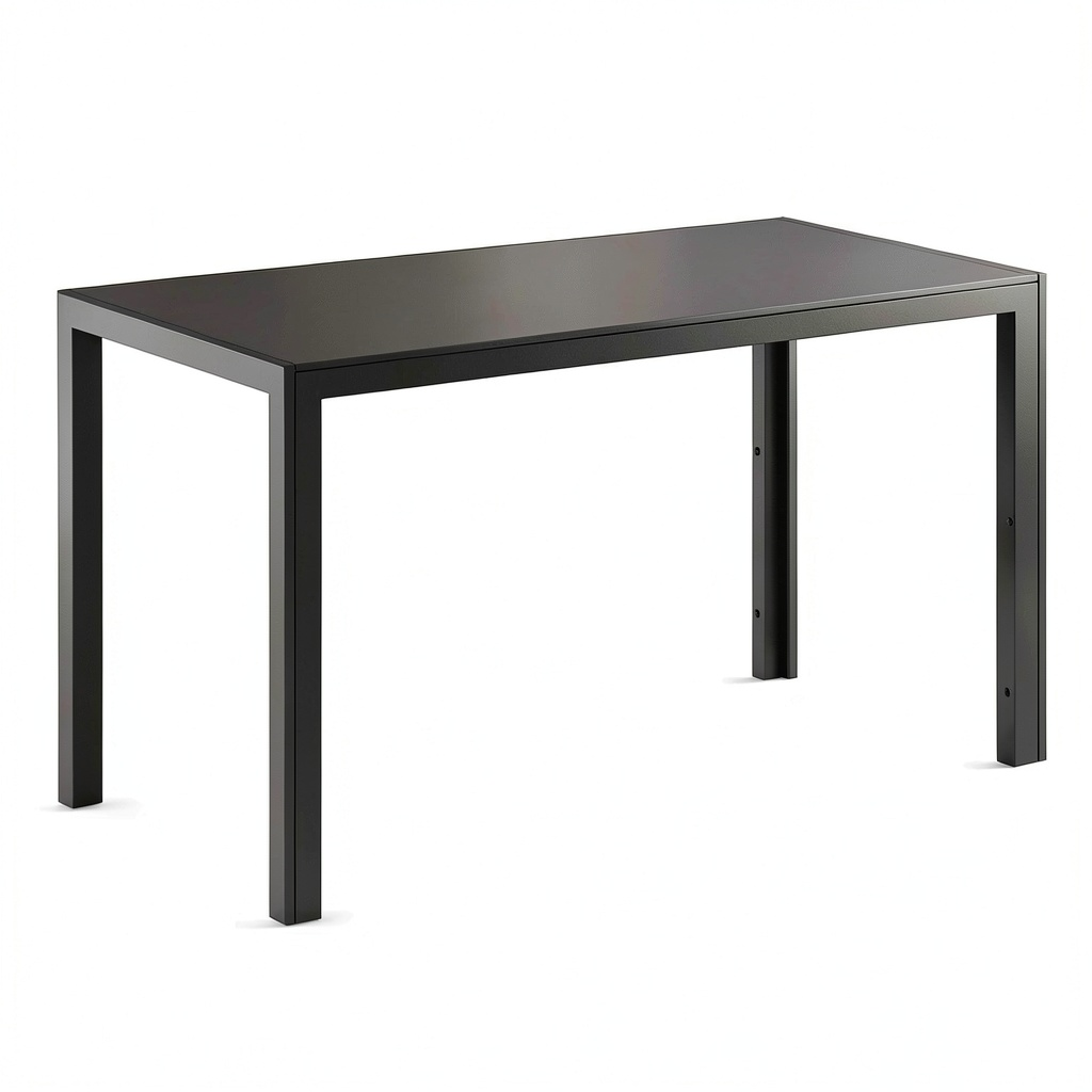 Tavolo da Pranzo Moderno in Vetro Temperato 120x70x75 cm con Gambe in Metallo, Nero