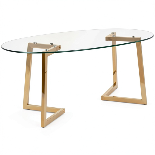 Tavolino Moderno in Vetro con Struttura Dorata 120 x 60 cm