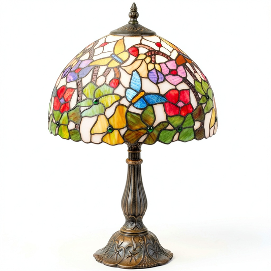 Lampada da Tavolo Tiffany 12 Pollici in Vetro Colorato per Soggiorno, Camera da Letto e Ufficio